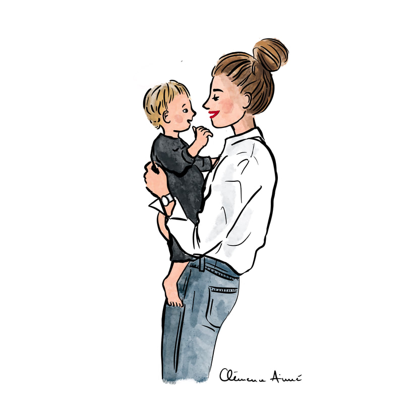 Clémence Aimé illustration - mère et fils - maternité