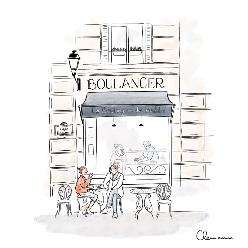 clemence de fleurian illustrations illustration paris illustrator illustratrice dessin dessinatrice boulangerie croissant café terrasse