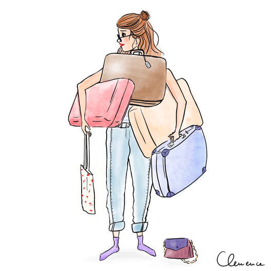 Illustration vacances Clemence de Fleurian Clemencef  parisienne valises vacances voiture départ illustratrice illustrateur illustrations