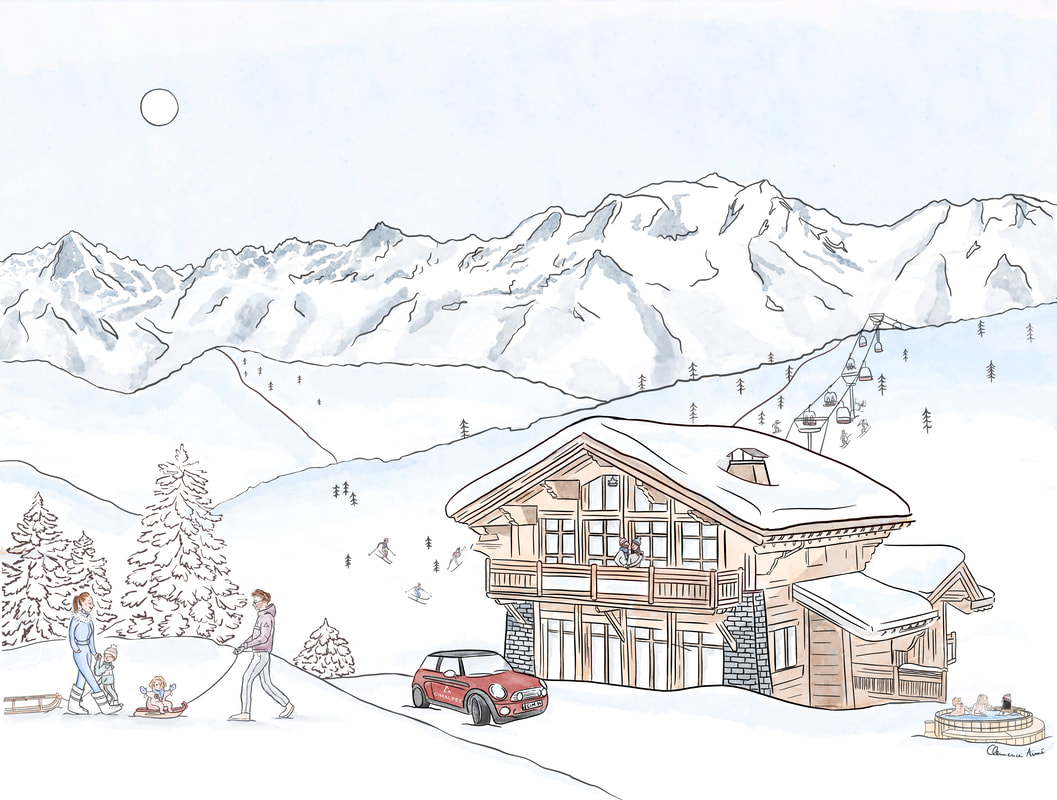 Illustration ski et montagne - Clémence Aimé illustratrice