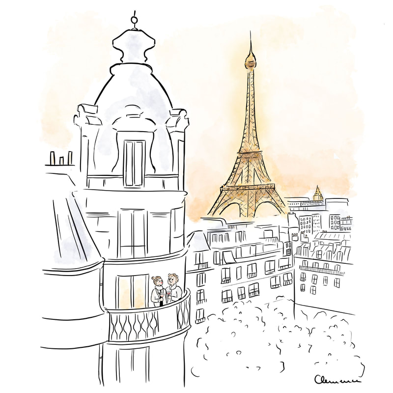 paris illustrations clemence de fleurian clemencef paris parisien illustrateur illustratrice dessinatrice lovers romantique romantic paris